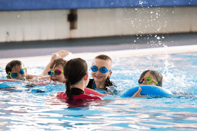 Some students participating in our swimming lessons.