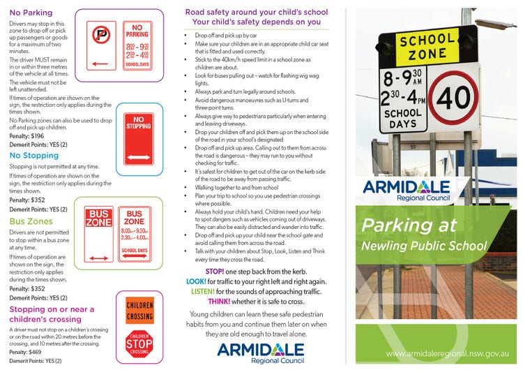 Parking on school ground flyer.
