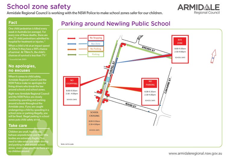 Parking on school ground flyer.