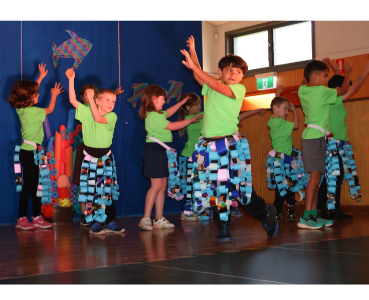 Year 1/2 class performing in our school performance.